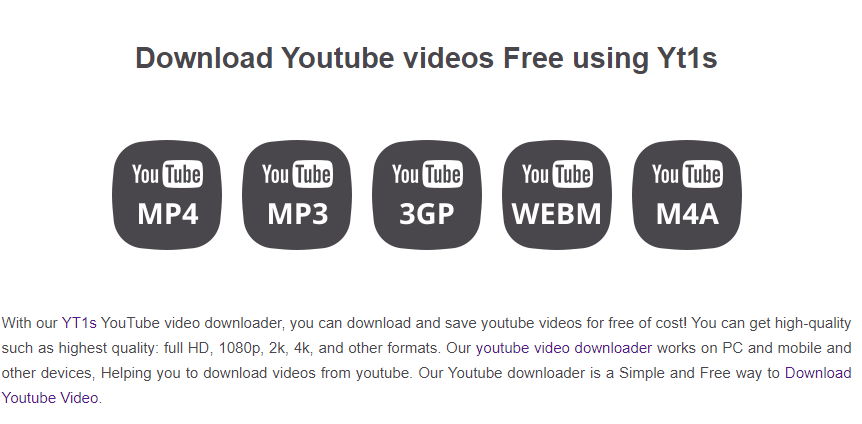 YT1s video downloader and mp3 converter